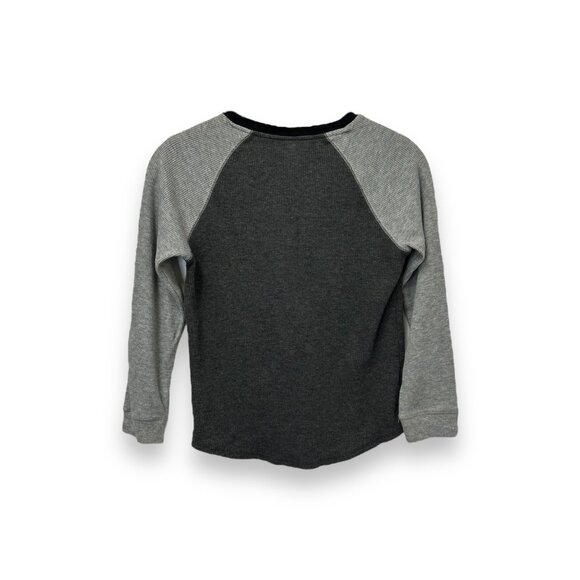 Old Navy Boys Long Sleeve Raglan Crew Top M Grey Waffle Knit Cotton/Polyester - Picture 2 of 7